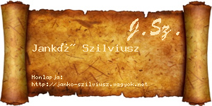 Jankó Szilviusz névjegykártya